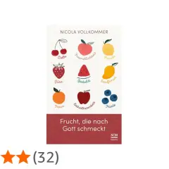 Bilder von Früchten mit Tugenden wie Liebe, Geduld und Freude. Ein Buchcover mit dem Titel "Frucht, die nach Gott schmeckt". Danke Gott für diese Gaben.