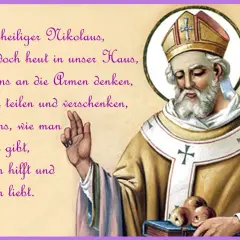 Der heilige Nikolaus von Myra, Bischof mit Mitra und Stab, lehrt uns Teilen und Liebe.