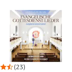 Innenansicht einer evangelischen Kirche in Frankfurt. Das Cover zeigt "Evangelische Gottesdienst-Lieder".