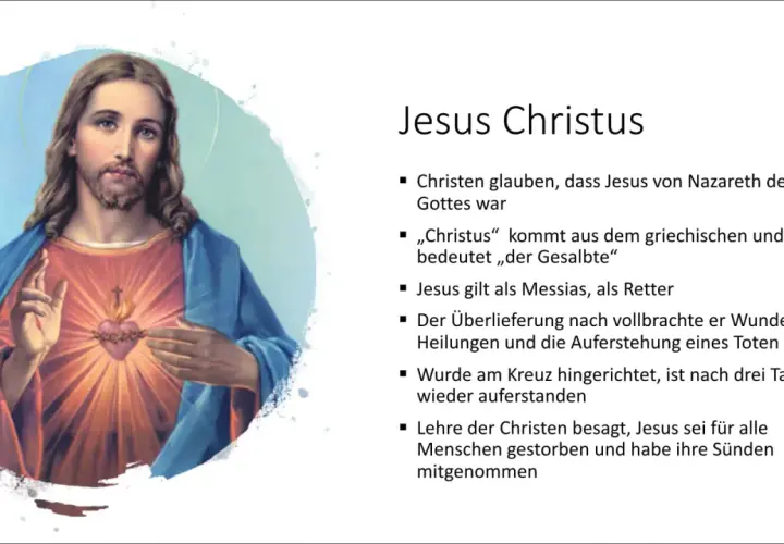 Jesus Christus mit leuchtendem Herzen, der Wunder wie Heilungen vollbrachte.