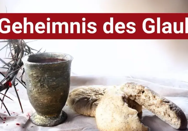 Dornenkrone, Kelch mit Wein und Brot – Symbole des Geheimnis des Glaubens.
