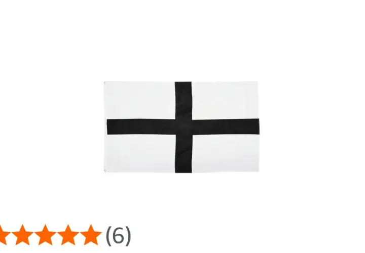 Flagge mit schwarzem Kreuz auf weißem Grund, erinnert an Kleidung des deutschen Ordens.