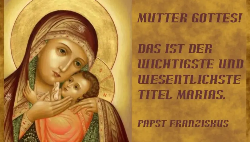 Ikone der Mater Ecclesiae, der Gottesmutter Maria, mit dem Jesuskind. Papst Franziskus betont ihren wichtigsten Titel.
