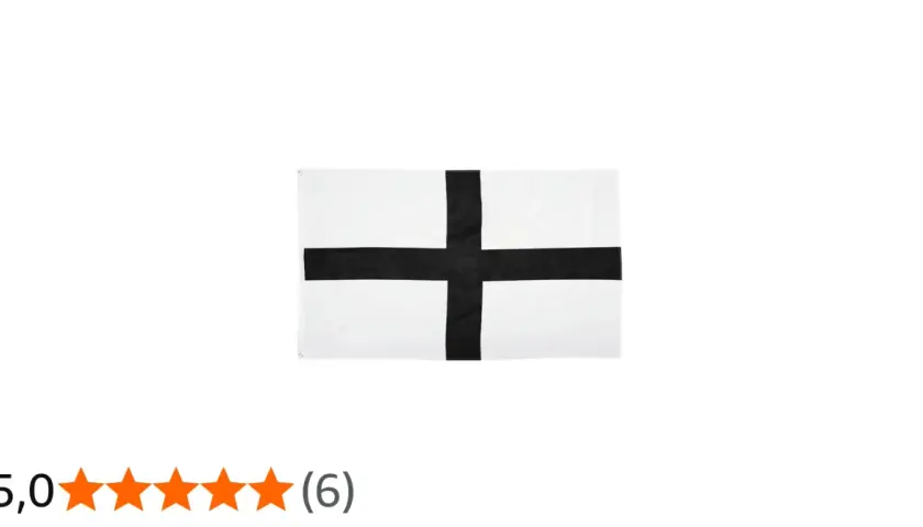 Flagge mit schwarzem Kreuz auf weißem Grund, erinnert an Kleidung des deutschen Ordens.
