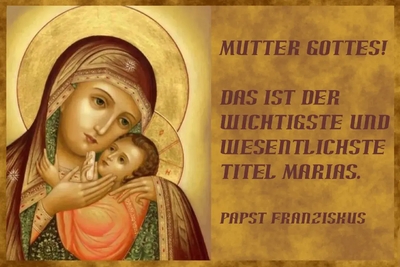 Ikone der Mater Ecclesiae, der Gottesmutter Maria, mit dem Jesuskind. Papst Franziskus betont ihren wichtigsten Titel.