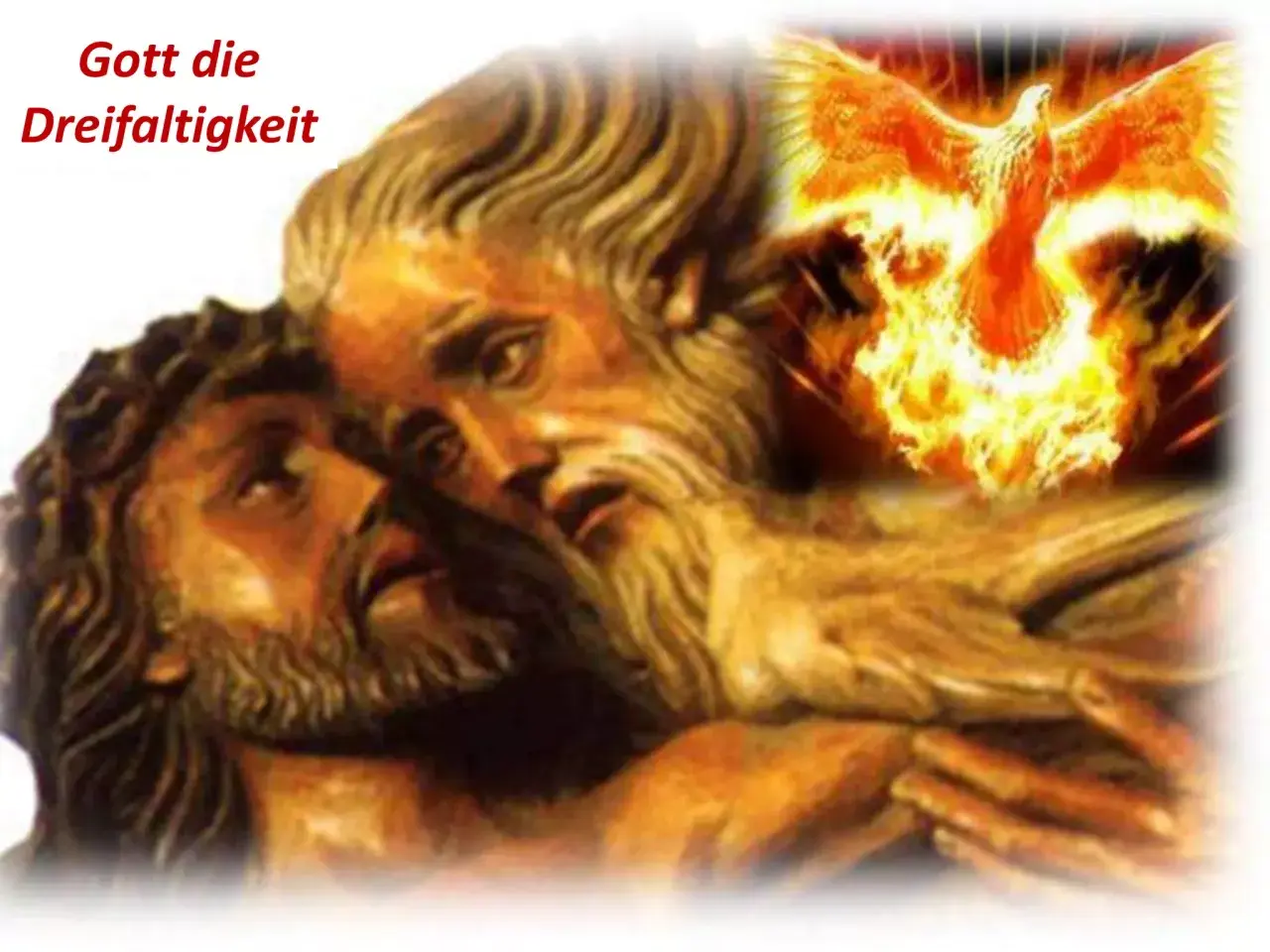 Die heilige Dreifaltigkeit: Gottvater, Sohn und Heiliger Geist als Phönix im Feuer.